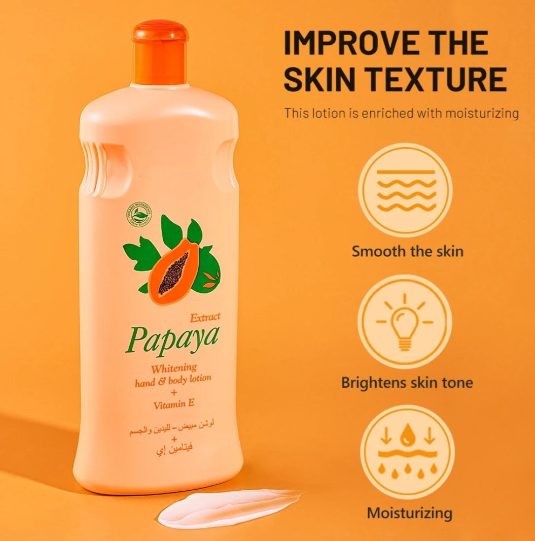 Papaya Body Lotion Moisturizes and Moisturizes Body Care Hand Face Skin Cream Natural Vitamin c 2pcs 600ml Each